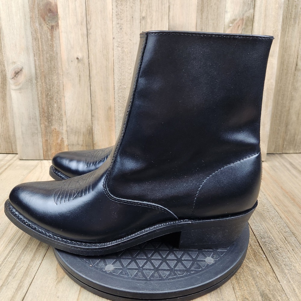 Laredo Long Haul Ankle Western Boots 62001 Mens size 9.5 D Black Leather Sidezip